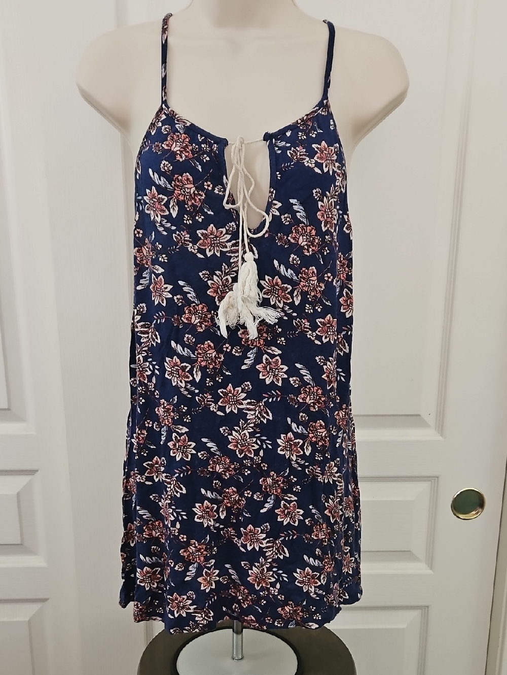 Jesse & J | Navy Floral Tassel Tie Spaghetti Strap Top 2X